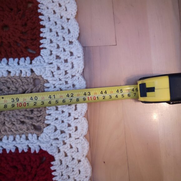 Handmade Crochet 43"x 63" Granny Square Multi Colored w/ Ivory Afghan / Throw - Picture 2 of 3